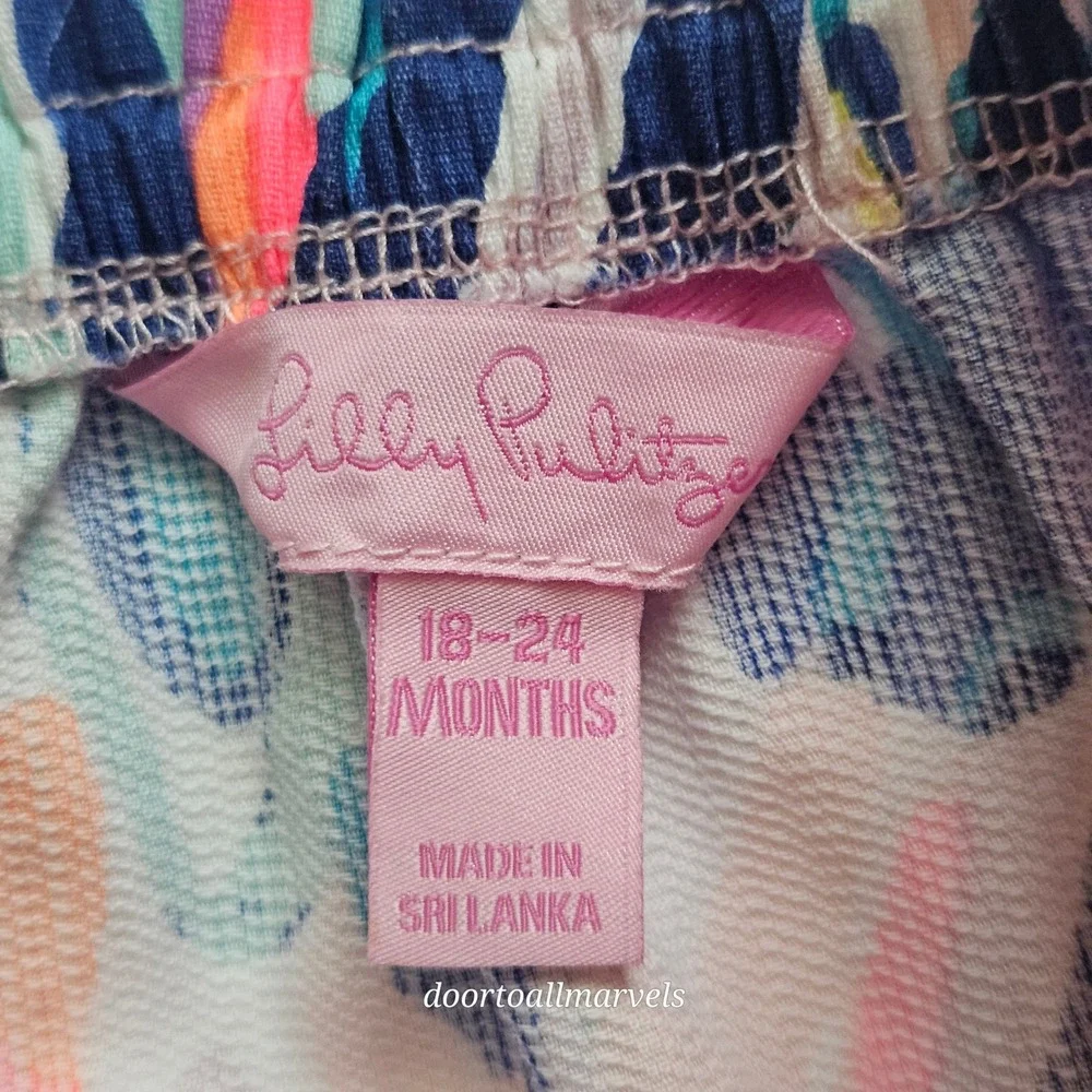 Lilly Pulitzer Baby 18-24M Floral Shift Dress Bloomer Set Crochet Trim Cotton